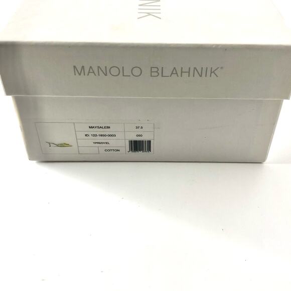 Manolo Blahnik Maysalebi Yellow Flower Print Slip On Kitten Heel Mules 37.5 - Picture 9 of 9